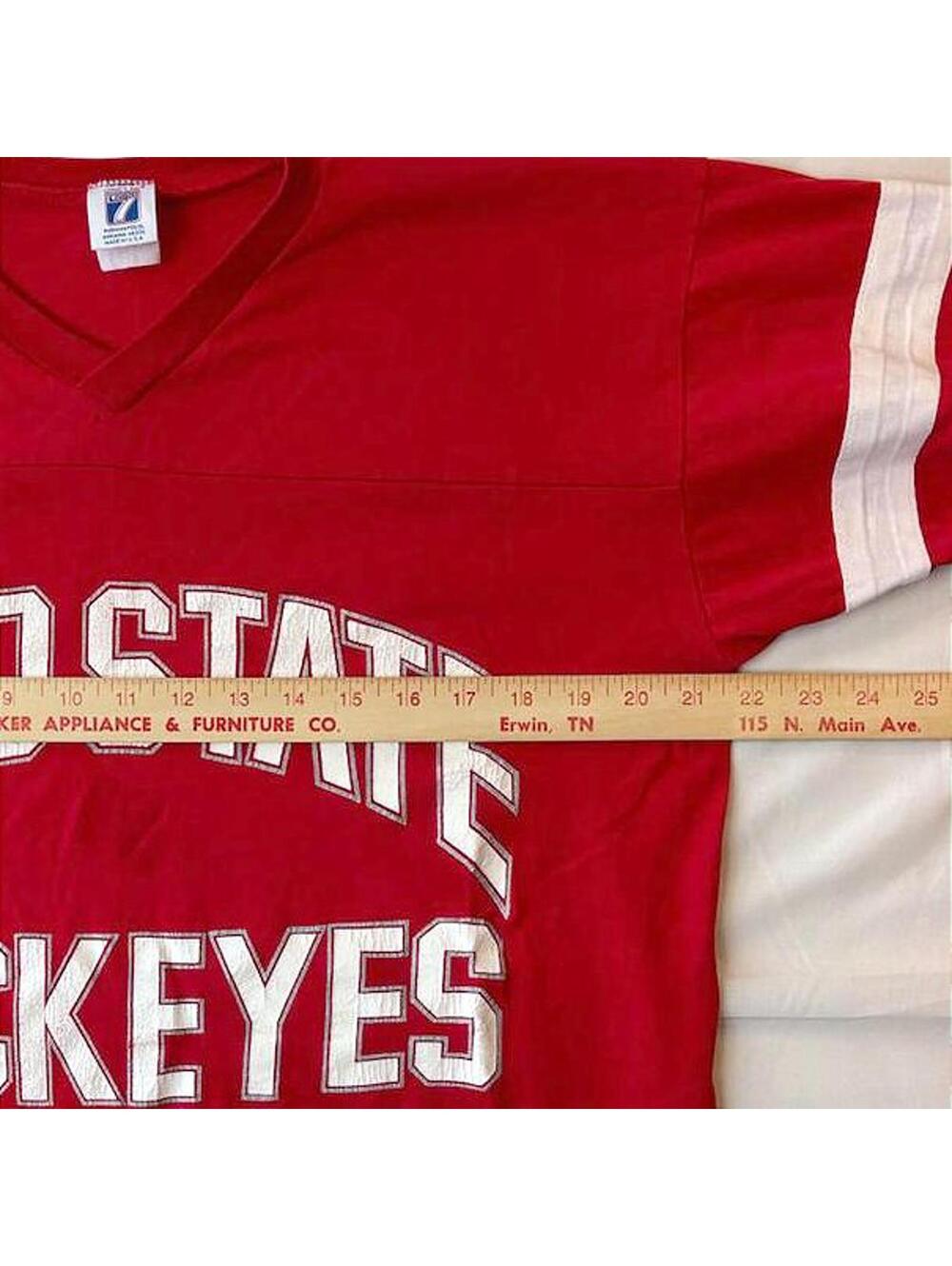 VTG 80s Ohio State Buckeyes Logo 7 Jersey T-Shirt Single Stitch Made in USA - Picture 5 of 6